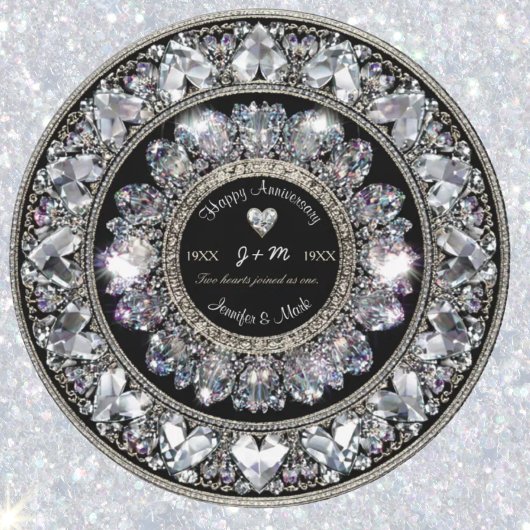 Ornamental Aniversary Diamond Monogram Kaart