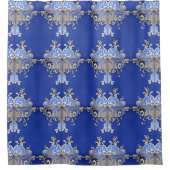 Ornamental Arabesque Royal Blue Gold Pattern Douchegordijn (Voorkant)
