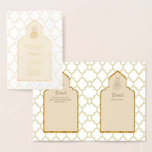 Ornamental Bilingual WALIMA Nikah Muslim Wedding Folie Kaarten