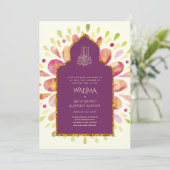 Ornamental Bilingual WALIMA Nikah Muslim Wedding Kaart (Staand voorkant)