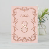 Ornamental Boho sketch Roos Gold Table Numbers Folie Uitnodiging (Staand Voorkant)