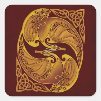 Ornamental Celtic Dragons Vierkante Sticker