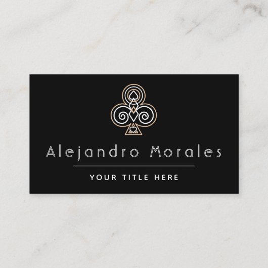 Ornamental Club Casino Night Poker Player Croupier Visitekaartje (Voorkant)