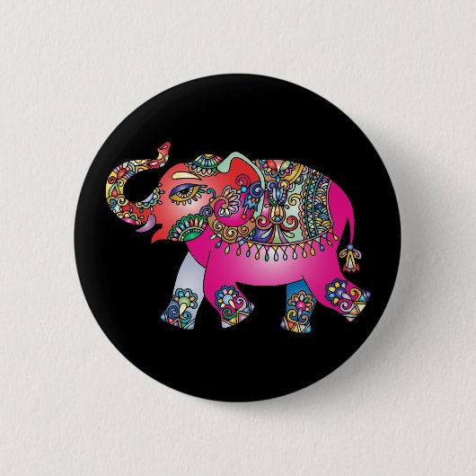 ornamental elephant knop ronde button 5,7 cm (Voorkant)