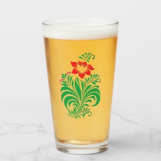 Ornamental Floral Flower Design – Elegant Glas (Voorkant gevuld)