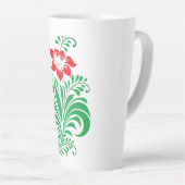 Ornamental Floral Flower Design – Elegant Latte Mok (Rechterhoek)