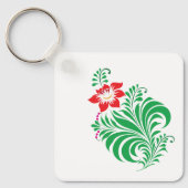 Ornamental Floral Flower Design – Elegant Sleutelhanger (Voorkant)