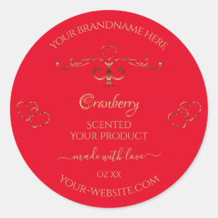  ornamental Gold Hearts Red Product Labels