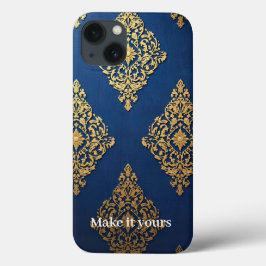 Ornamental Gold op Blue Phone Case – Voeg een naam