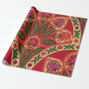 Ornamental Oriental style seamless flor Cadeaupapier
