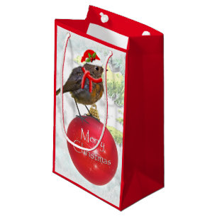 Ornamental Robin Gift Bag Klein Cadeauzakje
