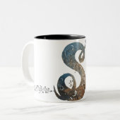 Ornamental Script Letter S Mug Tweekleurige Koffiemok (Voorkant links)