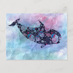 Ornamental Silhouette Whale Briefkaart