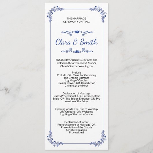 Ornamental Wedding Ceremony Program Template Programma (Voorkant)