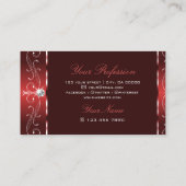  ornamentale donkerwitte rode grenzen vierkant visitekaartje (Achterkant)