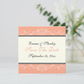 Ornamentale koraal witte Save the Date-aankondigin Save The Date (Staand voorkant)