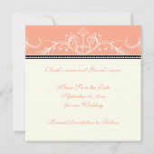 Ornamentale koraal witte Save the Date-aankondigin Save The Date (Achterkant)