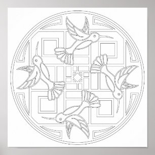 OrnaMENTALs #0021 Hummingbird Kleur Uw Eigen Poster