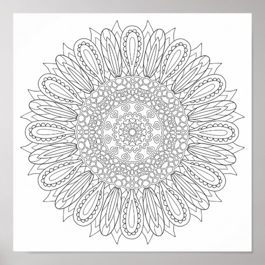 OrnaMENTALs #0025 Zonnebloem Kleur Uw Eigen Poster (Voorkant)