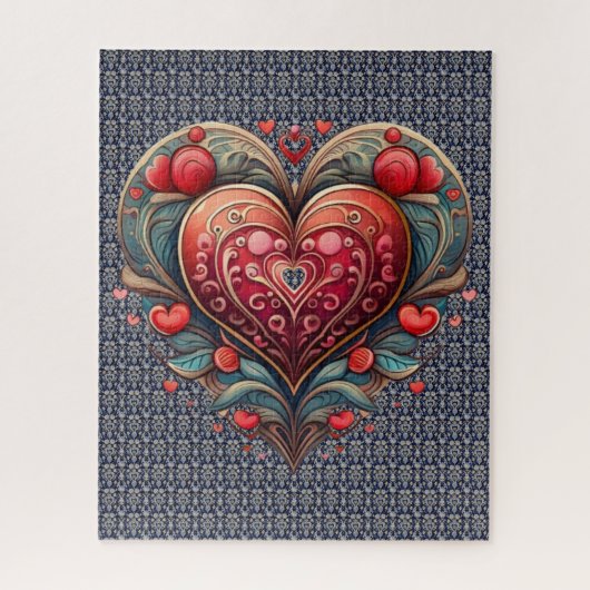 Ornamentele hartpuzzel legpuzzel (Verticaal)