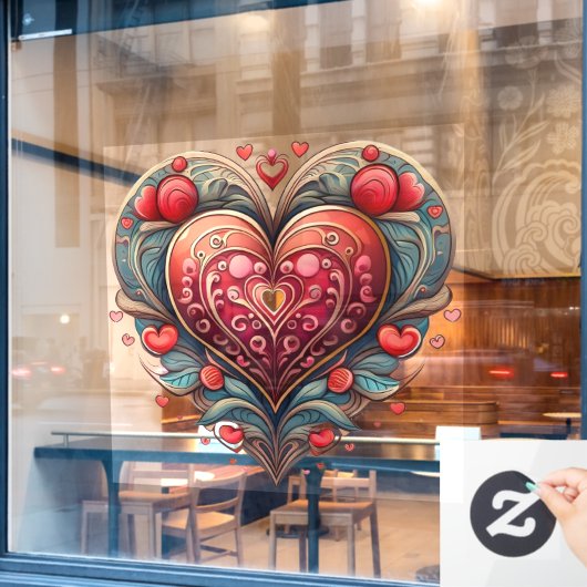 Ornamentele hartvensterbinding raamsticker (Cafe Raam)