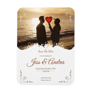 ORNAMENTELE WEDINGINVITATIE MET AFBEELDINGEN MAGNEET