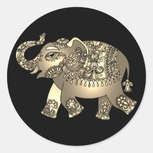 ornamentelefantstickers ronde sticker