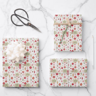 Ornamenten Botanicals Vakantie Kerstmis Inpakpapier Vel