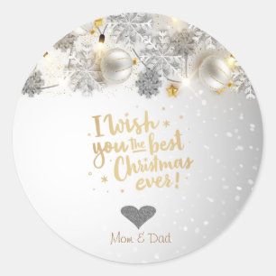 Ornamenten die ik u het beste kerstfeest ooit wens ronde sticker
