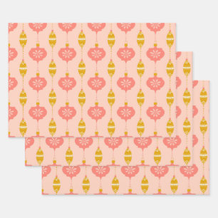 Ornamenten en kralen Roze geschenkverpakking 3 pac Inpakpapier Vel