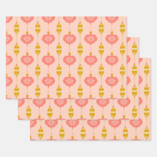 Ornamenten en kralen Roze geschenkverpakking 3 pac Inpakpapier Vel