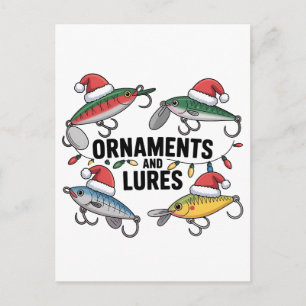 Ornamenten en Lokaas Grappige Kerstman Vissen Uitnodiging Briefkaart