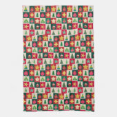 Ornamenten en sterren kerstcollage theedoek (Verticaal)