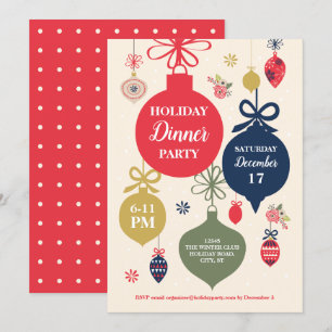 Ornamenten kerstfeest uitnodiging
