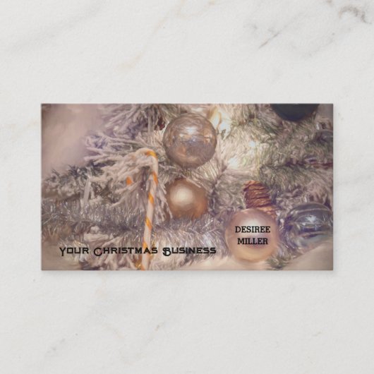 Ornamenten Kerstmis Gold White Holiday Tree Visitekaartje (Voorkant)