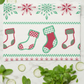 Ornamenten, kousen en sneeuwvlokken theedoek (Gevouwen)