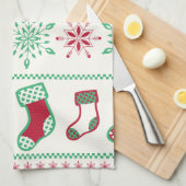 Ornamenten, kousen en sneeuwvlokken theedoek (Quarter Fold)