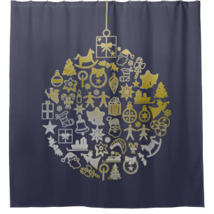 Ornamenten met kerstboombal en ideeën douchegordijn