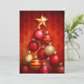 Ornamenten met rode kerstbomen feestdagenkaart (Staand voorkant)