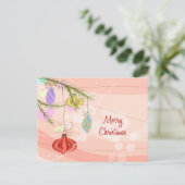  Ornamenten Roze Kerst Briefkaart (Staand voorkant)