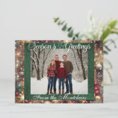 Ornamenten, Silver Script & ingelijste foto - Groe Feestdagenkaart (Staand voorkant)