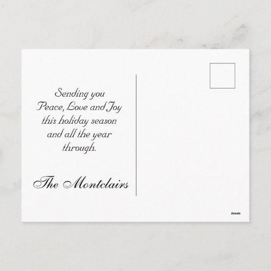 Ornamenten, Silver Script & ingelijste foto - Groe Feestdagenkaart (Achterkant)