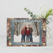 Ornamenten, Silver Script & ingelijste foto - Silv Feestdagenkaart (Staand voorkant)