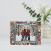 Ornamenten, Silver Script & ingelijste foto - Silv Feestdagenkaart (Staand voorkant)