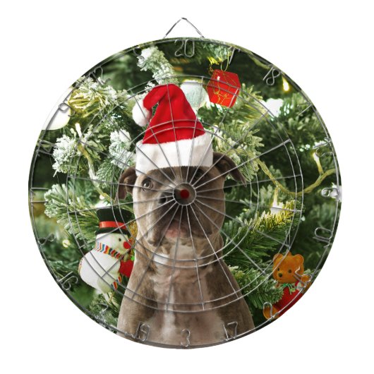 Ornamenten Snowman met Pitbull Dog Dartbord (Voorkant)