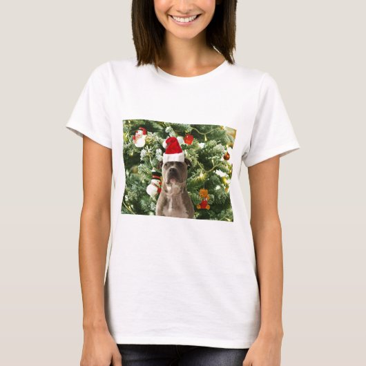 Ornamenten Snowman met Pitbull Dog T-shirt (Voorkant)