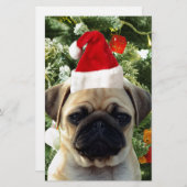 Ornamenten Snowman met Pug Puppy Dog Briefpapier (Voorkant / Achterkant)