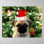 Ornamenten Snowman met Pug Puppy Dog Poster (Voorkant)