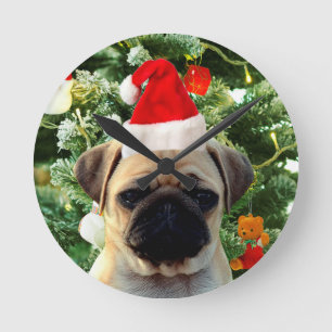 Ornamenten Snowman met Pug Puppy Dog Ronde Klok