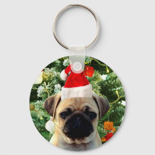 Ornamenten Snowman met Pug Puppy Dog Sleutelhanger